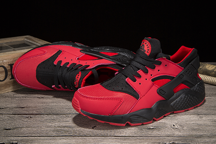 New Nike Air Huarache Red Black Women Shoes